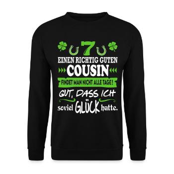 Bester Cousin Familie Glück Sprüche Family Lustig - Unisex Pullover - Schwarz - Vorne - Alina (178cm) & Michal (187cm)