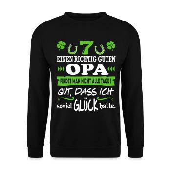 Bester Opa Familie Glück Sprüche Family Lustig - Unisex Pullover - Schwarz - Vorne - Alina (178cm) & Michal (187cm)