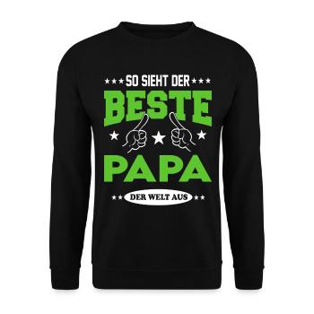 Bester Papa der Welt Familie Family T-Shirt Sterne - Unisex Pullover - Schwarz - Vorne - Alina (178cm) & Michal (187cm)