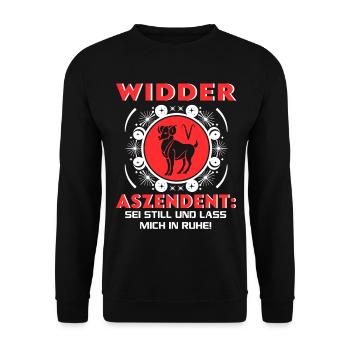 Sternzeichen Widder Aszendent Birthday Sprüche - Unisex Pullover - Schwarz - Vorne - Alina (178cm) & Michal (187cm)