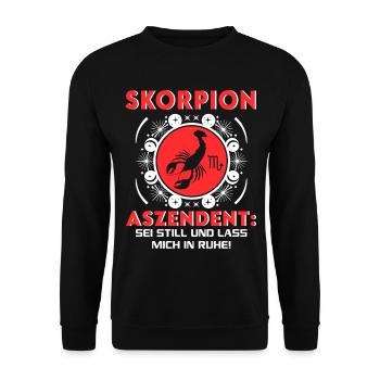 Sternzeichen Skorpion Aszendent Birthday Sprüche - Unisex Pullover - Schwarz - Vorne - Alina (178cm) & Michal (187cm)
