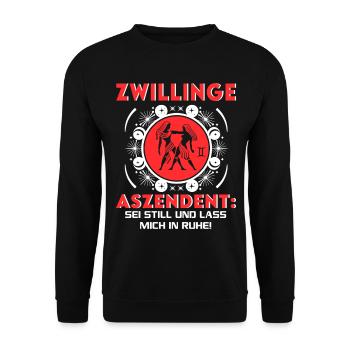 Sternzeichen Zwillinge Aszendent Birthday Sprüche - Unisex Pullover - Schwarz - Vorne - Alina (178cm) & Michal (187cm)