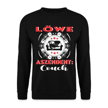 Sternzeichen Löwe Aszendent Couch Happy Birthday - Unisex Pullover - Schwarz - Vorne - Alina (178cm) & Michal (187cm)