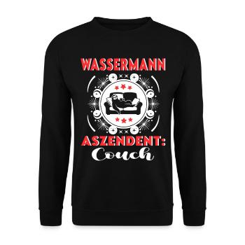 Sternzeichen Wassermann Aszendent Couch Birthday - Unisex Pullover - Schwarz - Vorne - Alina (178cm) & Michal (187cm)