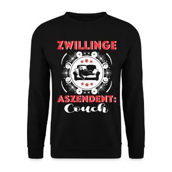 Sternzeichen Zwillinge Aszendent Couch  Birthday - Unisex Pullover - Schwarz - Vorne - Alina (178cm) & Michal (187cm)