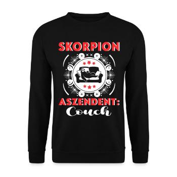 Sternzeichen Skorpion Aszendent Couch Birthday - Unisex Pullover - Schwarz - Vorne - Alina (178cm) & Michal (187cm)