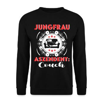 Sternzeichen Jungfrau Aszendent Couch Birthday - Unisex Pullover - Schwarz - Vorne - Alina (178cm) & Michal (187cm)
