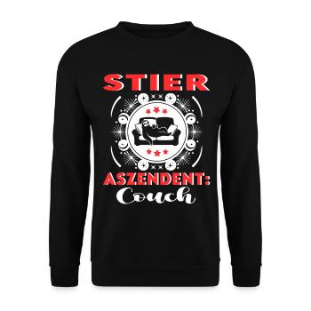 Sternzeichen Stier Aszendent Couch Happy Birthday - Unisex Pullover - Schwarz - Vorne - Alina (178cm) & Michal (187cm)
