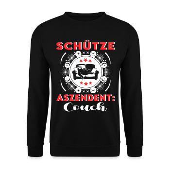 Sternzeichen Schütze Aszendent Couch Birthday - Unisex Pullover - Schwarz - Vorne - Alina (178cm) & Michal (187cm)