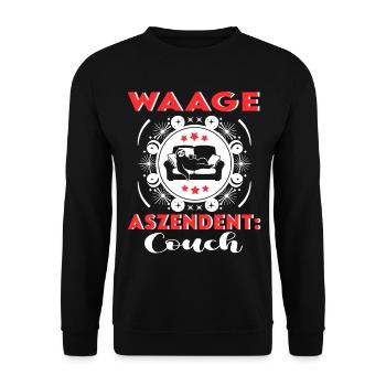 Sternzeichen Waage Aszendent Couch Happy Birthday - Unisex Pullover - Schwarz - Vorne - Alina (178cm) & Michal (187cm)