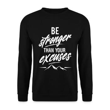 Sei stärker als deine Ausreden - Unisex Pullover - Schwarz - Vorne - Alina (178cm) & Michal (187cm)