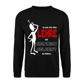 Kennen gelernt Mir eine Lehre Sprüche Floskel - Unisex Pullover - Schwarz - Vorne - Alina (178cm) & Michal (187cm)