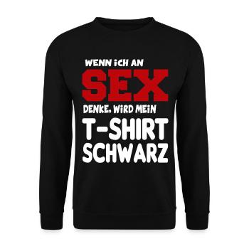 An Sex denken Erotik Sprüche Fun Lustig - Unisex Pullover - Schwarz - Vorne - Alina (178cm) & Michal (187cm)