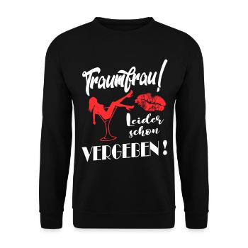 Traumfrau Leider schon vergeben Kußmund Frau - Unisex Pullover - Schwarz - Vorne - Alina (178cm) & Michal (187cm)