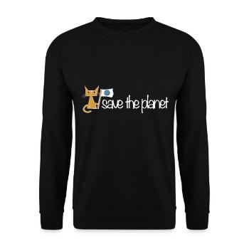 sauver la planète protection du climat chat - Sweat-shirt Unisexe - noir - Devant - Alina (178cm) & Michal (187cm)