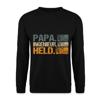 Ingenieur Student Papa lustig Sprüche Spruch Baby - Unisex Pullover - Schwarz - Vorne - Alina (178cm) & Michal (187cm)