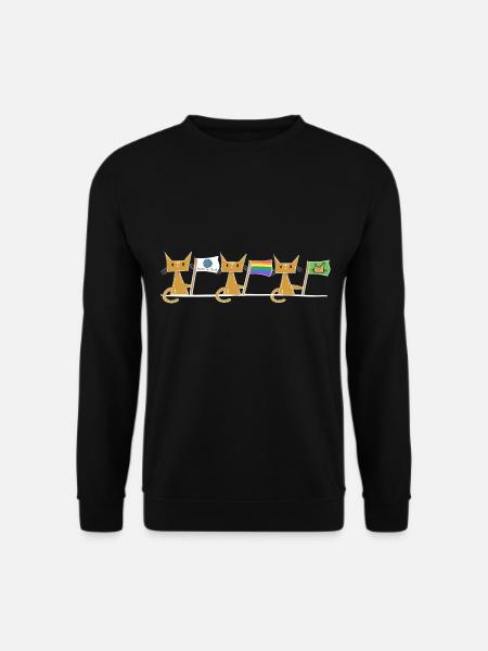 Katzen demonstrieren Flagge Katze Rechte - Unisex Pullover - Schwarz