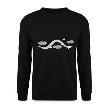 line stroke gray clouds sky night star - Unisex Sweatshirt - black - Front - Alina (178cm) & Michal (187cm)