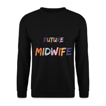 Soutien à la grossesse Doula Naissance future sage-femme - Sweat-shirt Unisexe - noir - Devant - Alina (178cm) & Michal (187cm)