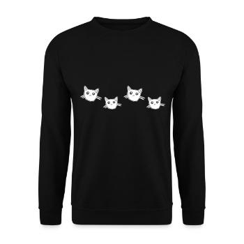 Cat with blue heart animal love purple - Unisex Sweatshirt - black - Front - Alina (178cm) & Michal (187cm)