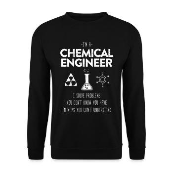"I'm a Chemical Engineer" TShirt Gift Process - Unisex Sweatshirt - black - Front - Alina (178cm) & Michal (187cm)