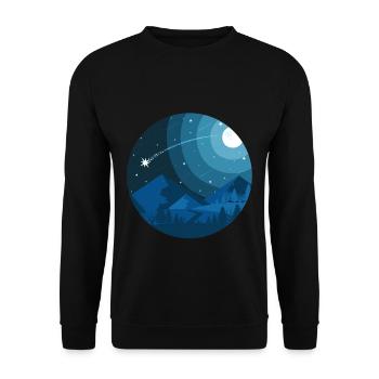 Uncharted Nachthimmel-kreisförmige einfache Grafik - Unisex Pullover - Schwarz - Vorne - Alina (178cm) & Michal (187cm)