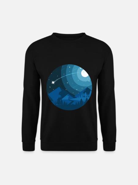 Uncharted Nachthimmel-kreisförmige einfache Grafik - Unisex Pullover - Schwarz