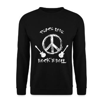 Funny Rock'n Roll T-Shirt Peace Love and Rock and - Unisex Sweatshirt - black - Front - Alina (178cm) & Michal (187cm)