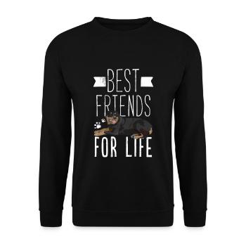 Rottweiler Beste Freunde fürs Leben Lustiger Hund Tee - Unisex Pullover - Schwarz - Vorne - Alina (178cm) & Michal (187cm)
