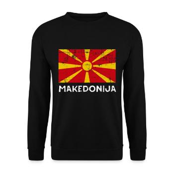 Mazedonische Mazedonien Distressed Flagge - Unisex Pullover - Schwarz - Vorne - Alina (178cm) & Michal (187cm)