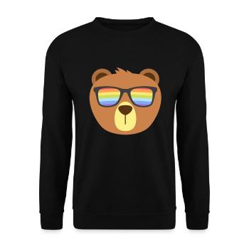 Gay Bear portant des lunettes de soleil Bear Pride Lgbtq Flag - Sweat-shirt Unisexe - noir - Devant - Alina (178cm) & Michal (187cm)