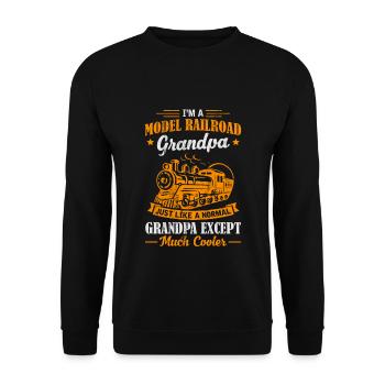 Je suis un modèle de train miniature Trains grand-père Hobby - Sweat-shirt Unisexe - noir - Devant - Alina (178cm) & Michal (187cm)