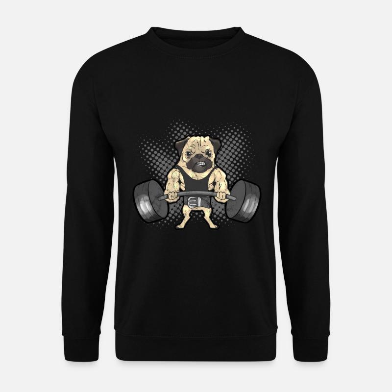 Pug Funny Powerlifting Deadlifting Pug Gift - Unisex Sweatshirt - black