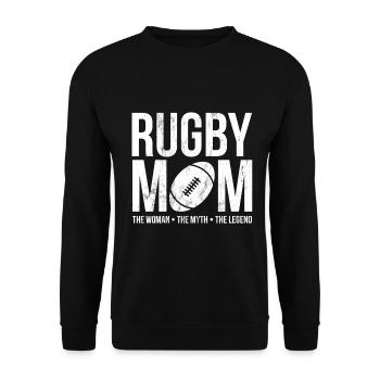 Rugby Mom Die Frau Der Mythos Die Legende Lustig - Unisex Pullover - Schwarz - Vorne - Alina (178cm) & Michal (187cm)