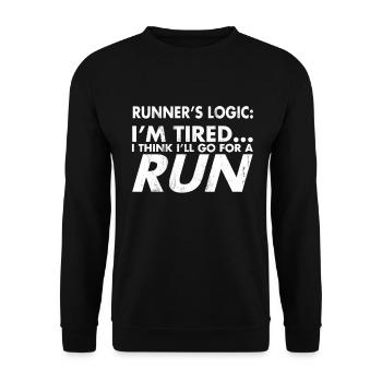 Citation drôle de la logique du coureur Running Runner Life - Sweat-shirt Unisexe - noir - Devant - Alina (178cm) & Michal (187cm)