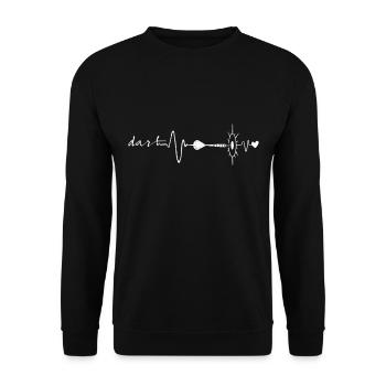 Dart Player Throwing Darts Heartbeat Dart Board - Unisex Sweatshirt - black - Front - Alina (178cm) & Michal (187cm)