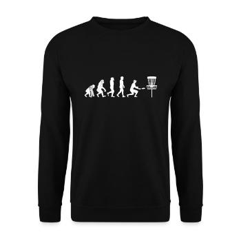 Disc Golf Evolution Funny Darwin Evolution Tee - Unisex Sweatshirt - black - Front - Alina (178cm) & Michal (187cm)
