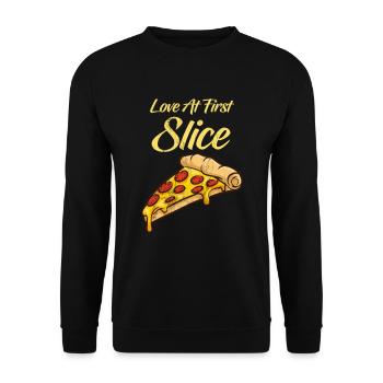 L'amour à la première tranche de fromage pizza au pepperoni drôle - Sweat-shirt Unisexe - noir - Devant - Alina (178cm) & Michal (187cm)