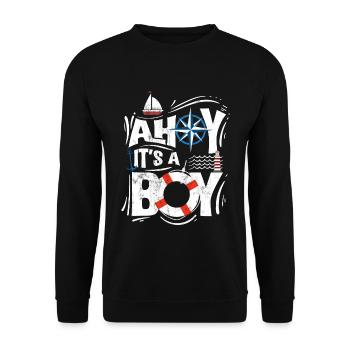 Ahoy c'est un garçon - Le sexe révèle ou bébé - Sweat-shirt Unisexe - noir - Devant - Alina (178cm) & Michal (187cm)