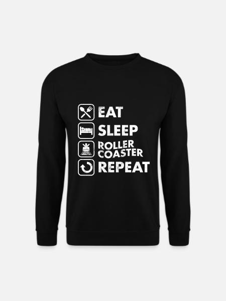 Eet Sleep Achtbanen Herhaal Amusement Thema - Unisex sweater - sort