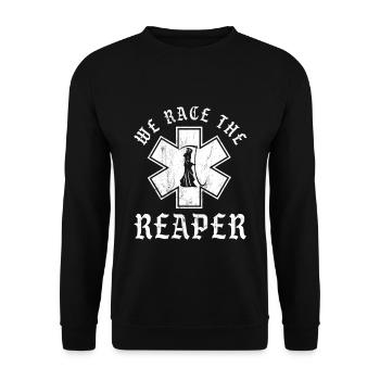 Emt, Ems et paramédic nous faisons la course avec la faucheuse - Sweat-shirt Unisexe - noir - Devant - Alina (178cm) & Michal (187cm)