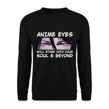 Les yeux d'anime regarderont votre âme et au-delà - Sweat-shirt Unisexe - noir - Devant - Alina (178cm) & Michal (187cm)