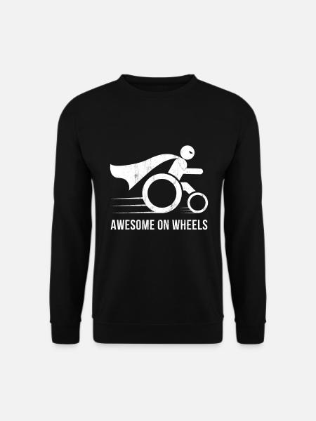 Awesome On Wheels Wheelchair Superhero Funny - Unisex Sweatshirt - black