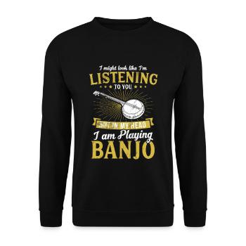 Banjo je joue le cadeau de joueur de banjo de musique de banjo - Sweat-shirt Unisexe - noir - Devant - Alina (178cm) & Michal (187cm)
