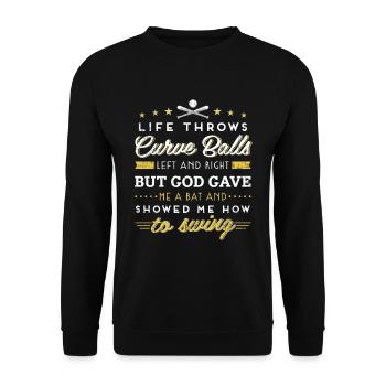 Mais Dieu a donné la courbe de cadeau de Jésus au baseball chrétien - Sweat-shirt Unisexe - noir - Devant - Alina (178cm) & Michal (187cm)