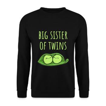 Big Sister Of Twins Two Peas In A Pod - Unisex Sweatshirt - black - Front - Alina (178cm) & Michal (187cm)