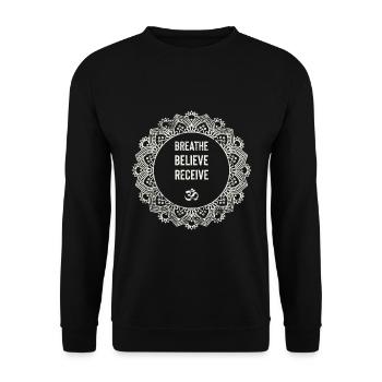 Respirez Croyez Recevez Namaste Yoga Méditation - Sweat-shirt Unisexe - noir - Devant - Alina (178cm) & Michal (187cm)