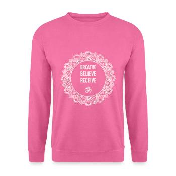Atme Glaube Empfange Yoga Meditation Namaste - Unisex Pullover - Pink - Vorne