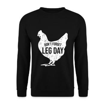 Cadeaux drôles de jour de jambe de gym pour les amateurs de gym - Sweat-shirt Unisexe - noir - Devant - Alina (178cm) & Michal (187cm)