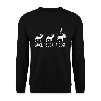 Buck Buck Moose - Lustiger Elch - Unisex Pullover - Schwarz - Vorne - Alina (178cm) & Michal (187cm)